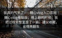 我真的气笑了——糖心vlog入口官网｜糖心vlog电脑版；晚上刷的时候；我把过程完整复盘了一遍。建议收藏，省得再翻车