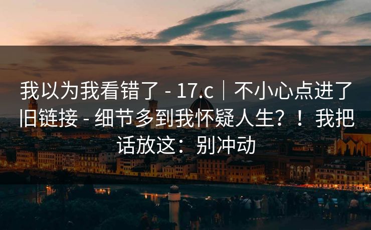 我以为我看错了 - 17.c｜不小心点进了旧链接 细节多到我怀疑人生？！我把话放这：别冲动  第1张